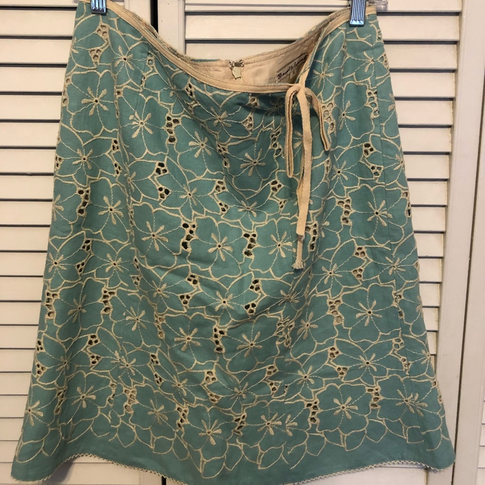 EUC Vintage Nanette Lepore Teal & Cream Skirt